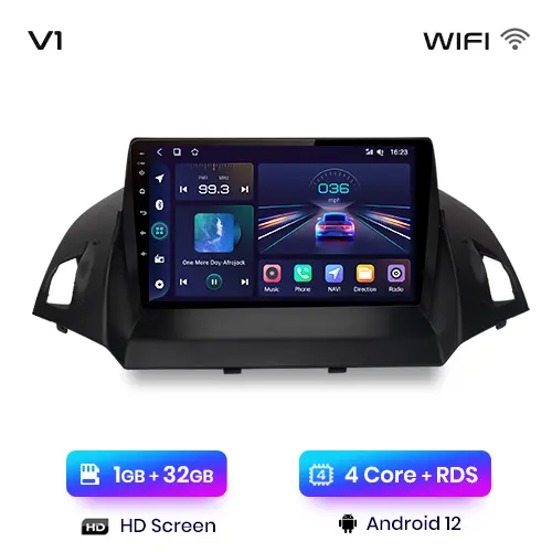 Junsun  Android 13 inalámbrico CarPlay Android Auto Radio para Ford Escape Kuga 2 C-MAX 2013 2014 2015 2016 coche Multimedia navegación GPS autorradio - 1