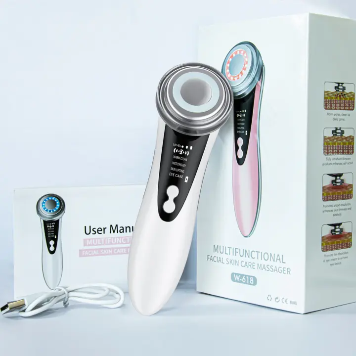 Masajeador Facial EMS 5 En 1 Con Terapia De Luz LED Y Vibración Sonica Ion Para Rejuvenecimiento De Piel Y Levantamiento Antiarrugas Dispositivo De Belleza - 1