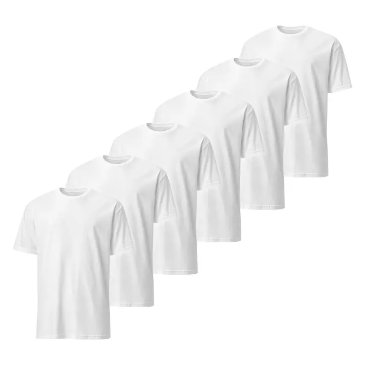 Pack de 6 Camisetas de Manga Corta para Hombre - 100% Algodón de Alta Calidad - Corte Regular Ligeramente Ajustado - Color Blanco o Negro - Marca SO Wear Siempre Original - 1