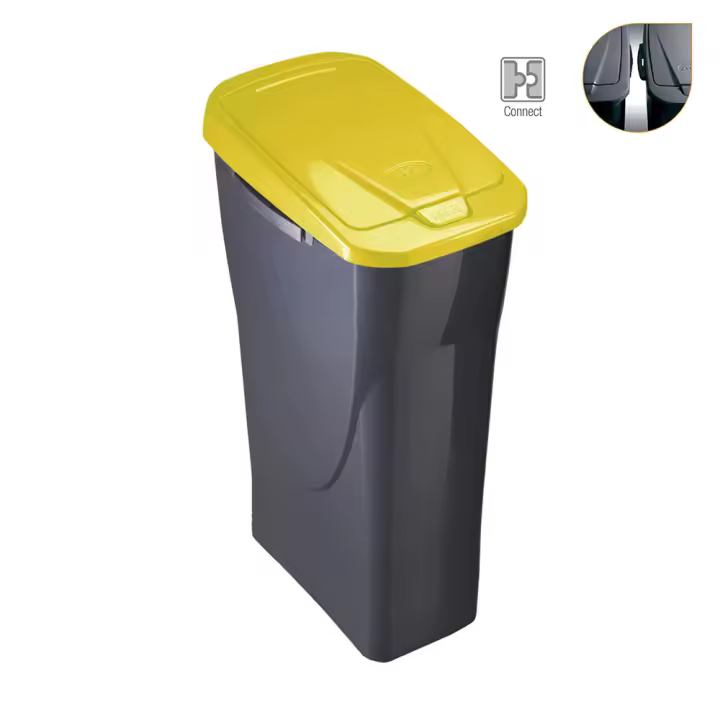 Cubo 25 litros ecobin con tapa color amarillo 21,5x36x51cm mondex - 1