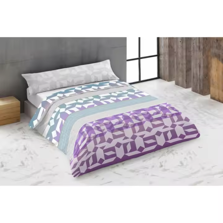 Hosteline - Juego de funda nórdica Hosteline TRIPOLI Malva Cama de 135 2 Piezas - 1