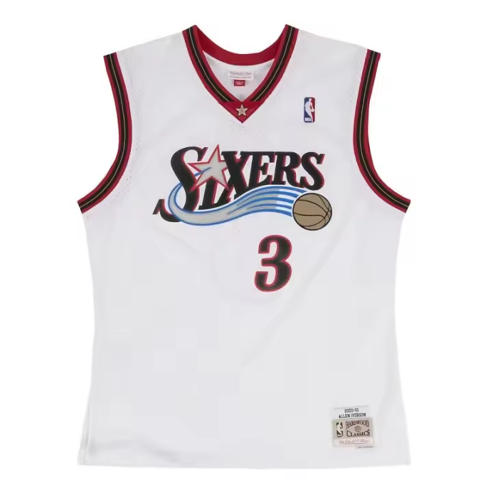 Camiseta Allen Iverson Philadelphia Sixers 76Ers - 2000-01 Swingman Blanca. - 1