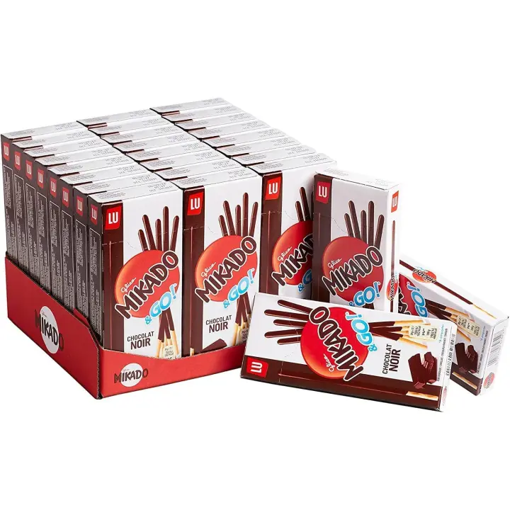 Mondelez Mikado & Go Palitos de Galleta Cubiertos de Chocolate Negro - 24 Unidades de 39gr - 1