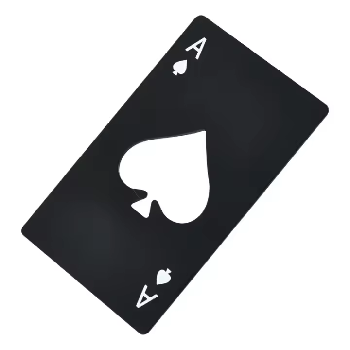 Abrepuertas Portátil En Forma De Poker Black Peach a Con Cartas De Juego Y Abrebotellas Acero Inoxidable Herramienta Para El Hogar - 1