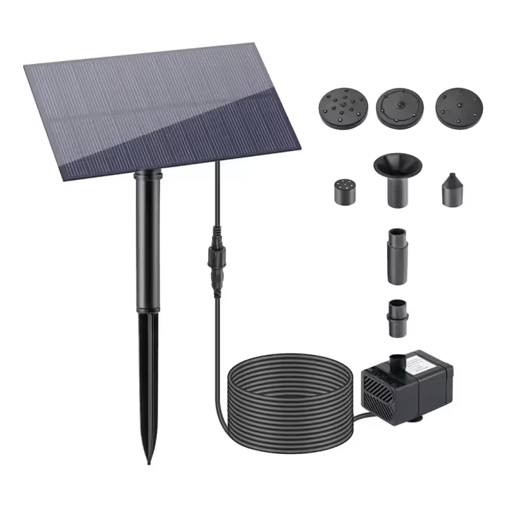 Fuente Solar De Jardín 5W 5V Con Palillo Y Sistema De Riego Para Acuario Decoración De Jardín Eficiente Y Ecológica - 1