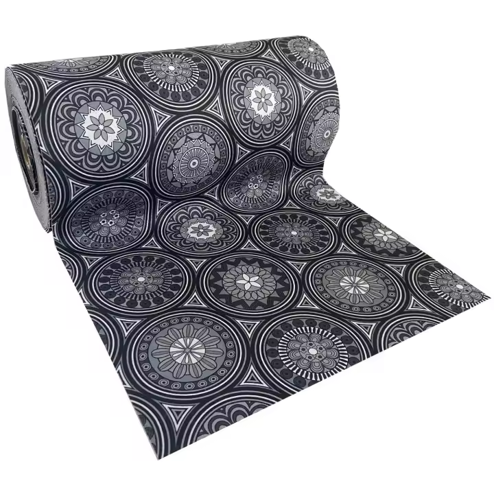Alfombra moqueta antideslizante por metros para cocina y pasillo - Mandalas Grises 7080009 - 1