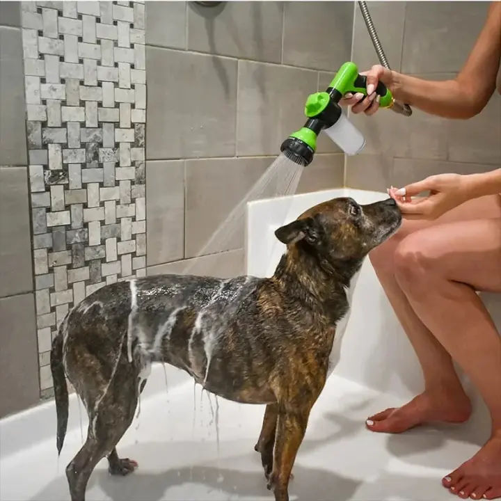 Pistola De Baño Para Perros Con Rojellador De 3 Modos Ajustable Lanzador De Espuma De Jabón Para Limpieza De Mascotas Herramienta De Limpieza Para Animales Domésticos - 1