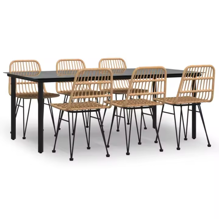 vidaXL Juego de comedor de jardín 7 piezas ratán sintético - 1