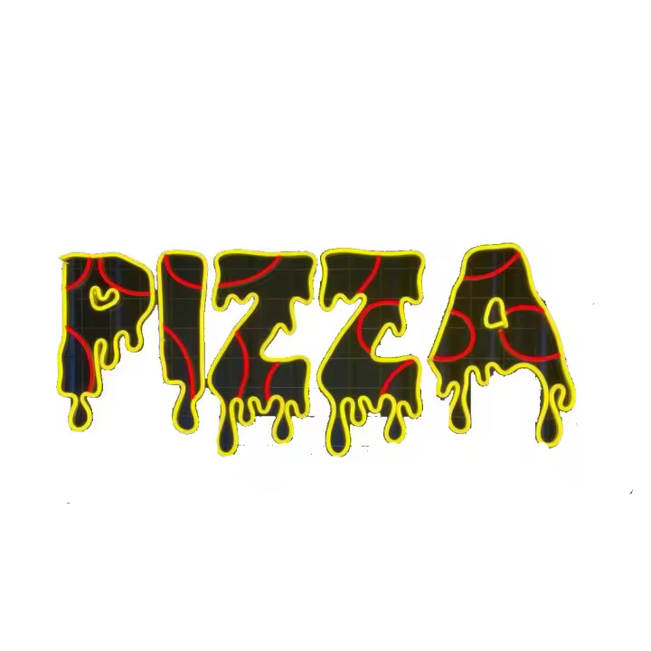 Letrero de neón personalizado de pizzería italiana abierta - Arte de pared con letrero de pizza goteando y LED - 1