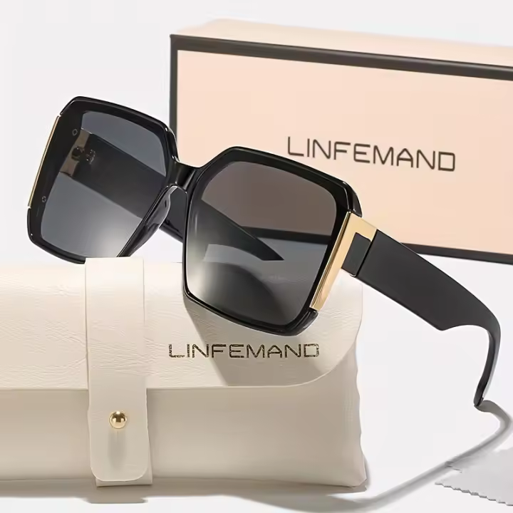 LINFEMAND Gafas De Sol Para Mujer Con Marco Grande Protección UV400 Ideal Para Fiestas De Verano Y Regalo De Vacaciones - 1
