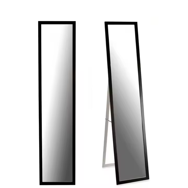 STARLEY-Espejo de Pie Cuerpo Entero Espejo de Pared Rectangular con 2 Formas de Uso Moderno para Pasillo Dormitorio Sala de Estar 30X120CM Negro - 1