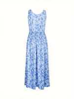 Nuevo Vestido De Mujer Verano 2024 Floral Cuello Redondo Sin Mangas Plisado Cómodo Largo Hasta El Tobillo Estilo Oficina - details 3