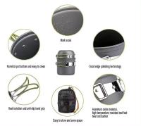 Inuitz Set de cocina antiadherente plegable, incluye 2 cazos, 1 tenedor, 1 cuchara, 1 tenedor, fabricado en aluminio, bolsa con zip para mejor transporte, ideal para actividades outdoor - details 1