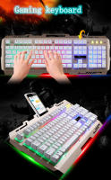 Teclado Mecánico G700 Impermeable Con Soporte Para Móvil Estilo De Negocios Luz Metálica Teclado De Juego USB 104 Teclas - details 1