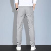 Pantalones De Verano Casuales Para Hombre En Caqui Y Gris Cintura Elástica Comodidad Ultrafinos De Seda Helada Pantalones Negocios Estilo Recto Ropa De Marca - details 13