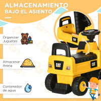 HOMCOM Excavadora con Licencia Caterpillar Excavadora Correpasillos para Niños de 1-3 Años con Asiento de Almacenamiento Pala Delantera y Bocina Carga 25 kg 85x27,5x47,5 cm Amarillo - details 5