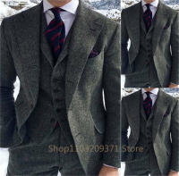 Traje Negro 3 Piezas Para Hombre 2024 Slim Fit Traje De Novia Formal Con Peaked Lapel Tuxedo (Blazer+Vest+Pantalones) - details 3
