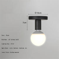 Soporte De Lámpara E27 Negro Minimalista Industrial Retro Para Pasillo Habitación Armario Base De Lámpara De Techo Iluminación - details 3