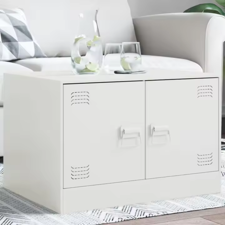 vidaXL Mesa de centro acero blanco 67x50x44 cm - 1