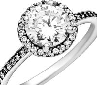 PANDORA Anillo Timeless Silver Round Sparkle con circonita cúbica transparente - details 1