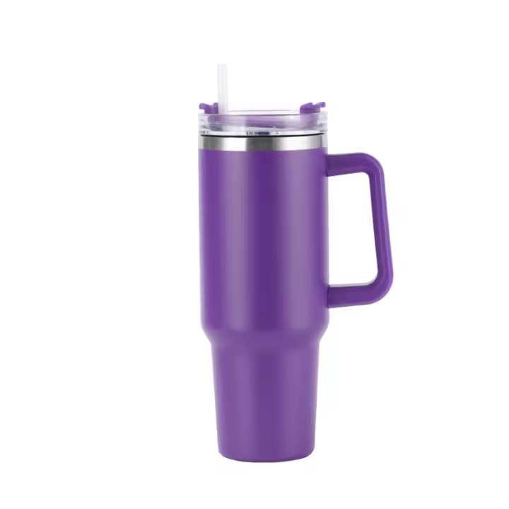 Botella De Agua De Acero Inoxidable De 40oz With Mango De Bebida Para Verano Y Exterior Mantén Frío With Tapón Y Pajita Taza - 1