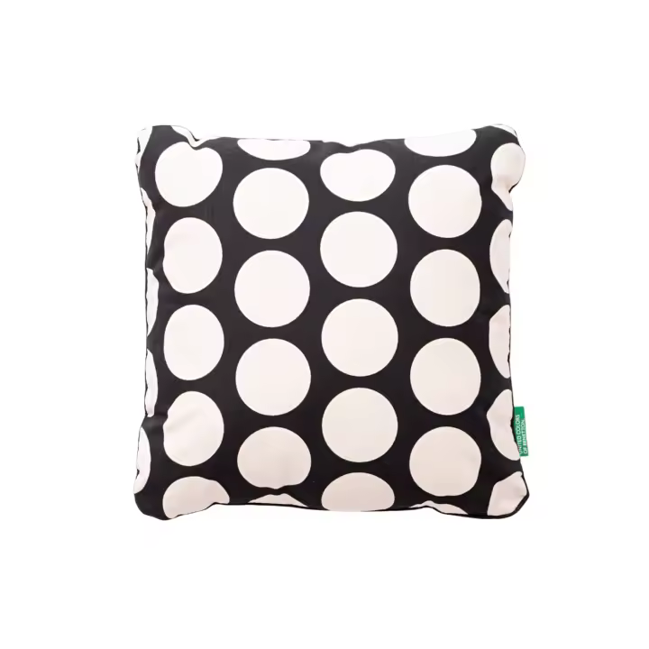 COJIN RELLENO 40x40CM 300GSM POLIESTER 100% ALGODON CANVAS TOPOS NEGROS BENETTON - 1