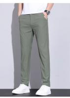 Pantalones Casuales Para Hombre De Seda Helada Verano Alta Elasticidad Suave Cómodo Negocios Rectos De Alta Calidad Talla Mediana Color Caqui - details 10