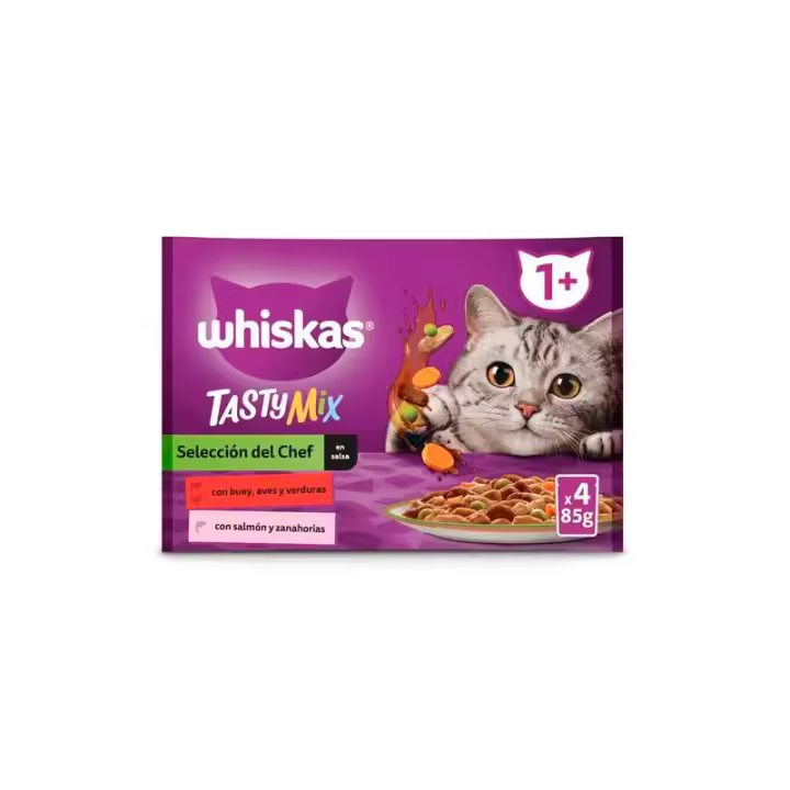 Whiskas Tasty Mix Selección del Chef Salsa para Gatos 4x85g Whiskas - 1