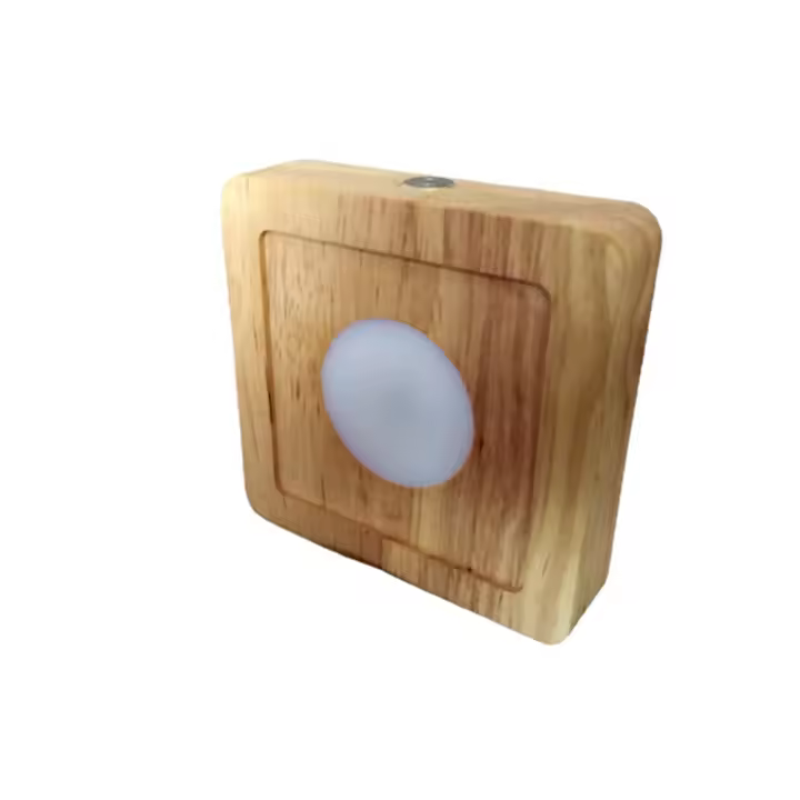 Soporte De Madera Recargable Para Lámpara LED Cuadrada Luz Nocturna Decorativa Para Escritorio Iluminación Sólida De Madera Base De Arte - 1