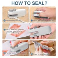 Mini sellador de bolsas, sellador tÃ©Rmico de mano, vendedor de bolsas de plástico 2 en 1, máquina de adhesivo portátil recargable al vacío, para plástico, with chips - details 1