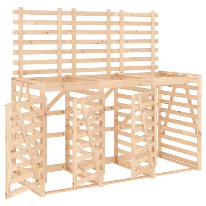 vidaXL Cobertizo Triple para Cubos de Basura Caseta Color Pino gris,  Pino negro,  Pino blanco y mas - 1