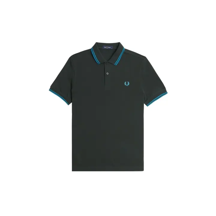 Fred Perry Slim Fit Twin Tipped Polo Night Green / Runaway Bay Ocean / Runaway Bay Ocean - 1