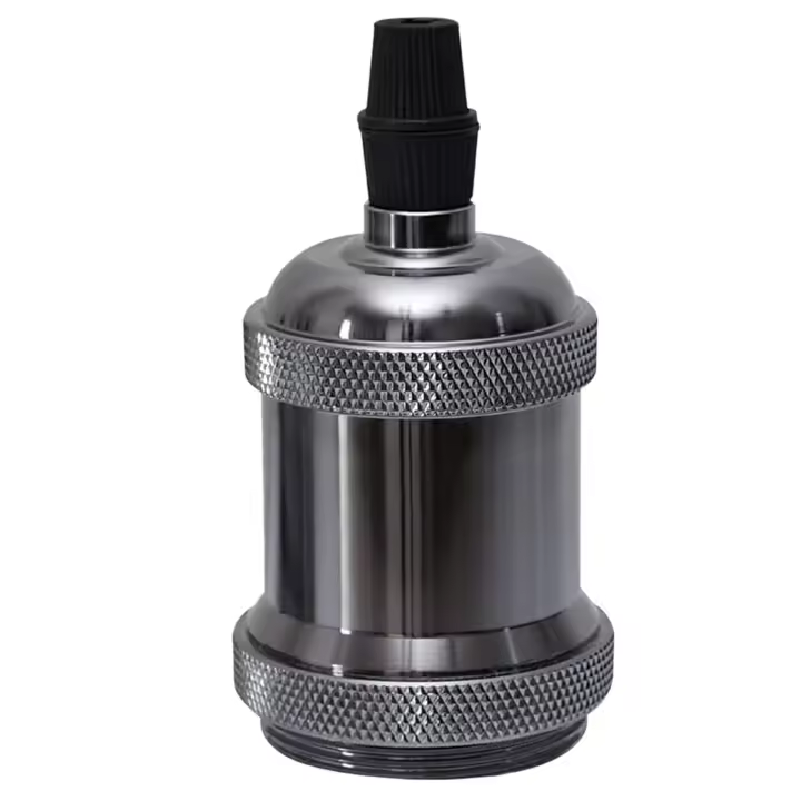 Portalámparas colgante retro con casquillo Edison E27, adaptador de cerámica sólida, color negro (2 unidades) - 1