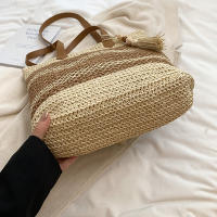 Bolso De Hombro De Paja Para Mujer De Verano De Alta Calidad Bolso De Viaje Hecho a Mano Gran Capacidad De Bolsas De Playa Estilo De Cesta Con Cierre De Cremallera - details 16