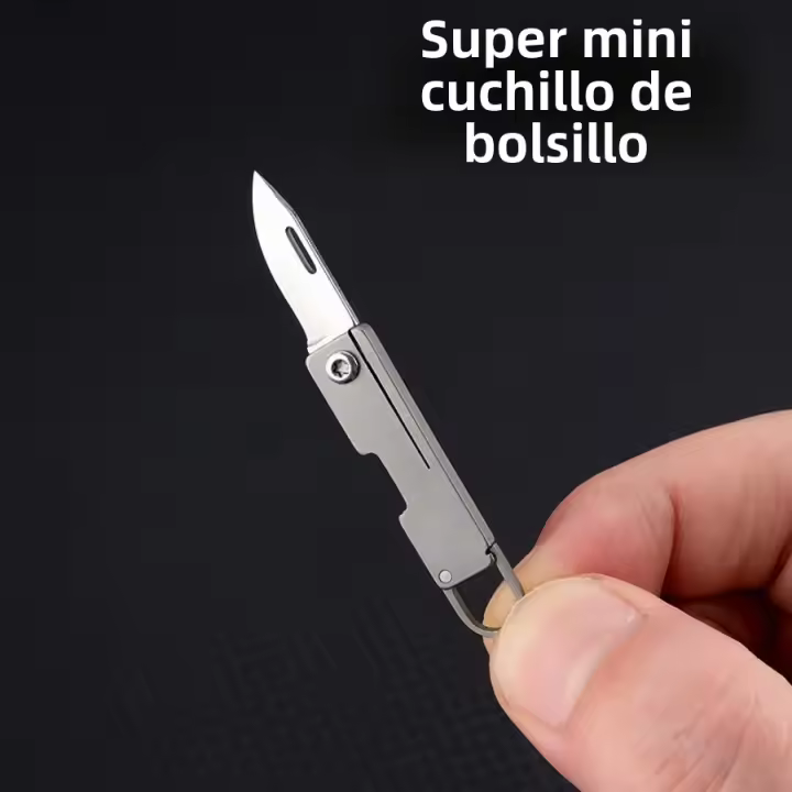 Cuchillo De Bolsillo De Aleación De Titanio Miniatura Con Borde Plegable Fino Llavero Portátil Colgante Unboxing Y Desempaquetado Cuchillo Express - 1