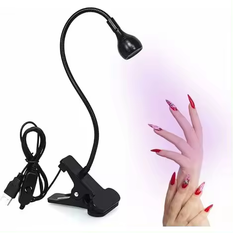 Lámpara de secado de uñas, lámpara de curado de esmalte de uñas estilo americano de 3 W, cabezal ajustable, lámpara de pegamento UV profesional, adecuada para secar las uñas de los dedos - 1