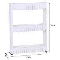 LUTTO Carrito Organizador Auxiliar Estrecho Deslizante de 3 Niveles para Cocina y Baño - Estante con Ruedas y 3 Cestas de Plástico, 54,3 x 12,4 x 72 cm para espacios reducidos. - details 3
