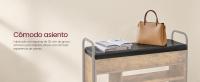 VASAGLE Banco Zapatero, Zapatero, Mueble de Entrada, Almacenamiento Interior Bajo la Tapa, Bolsillos de PU, Cómodas Asas, para Entrada, Salón, Dormitorio, Marrón Rústico y Negro Tinta/Blanco Nube y Beige Capuchino - details 1