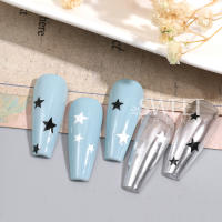 Pegatinas De Uñas 3D Dorado Plateado Estrella Adhesivo Para Manicura DIY Decoraciones Brillantes Estilo Y2K Blanco Cruzado Estrella Luminoso - details 11