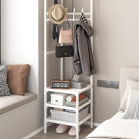 LUTODY - Perchero de pie, Zapatero, Compacto de varios niveles, Organizador esquinero de prendas y zapatos, Vertical, Tubo metal, Vestidor portátil para recibidor, Entrada, Sala de estar, Salón, Ligero y resistente - details 9