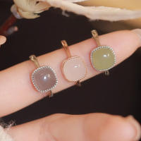 Anillo De Bambú De Jade Hetian Lácteo Platinado En Plata De Ley 925 Para Mujer Y Niña Regalo Joyería Vintage Irregular - details 8
