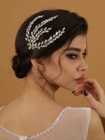Accesorio Diario Para El Cabello De Mujer En Color Plata Con Hojas De Cristal Headpiece Para Boda Joyería De Cabeza - details 0