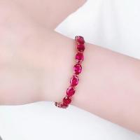 Pulsera De Lujo Para Mujer Con Incrustaciones De Rubí Y Oro Rosa Plateado Clásico Joyería De Cuentas En Forma Elíptica - details 11