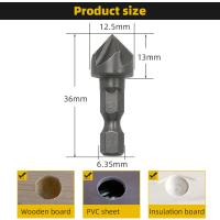 Broca De Corte De Ángulo 90 Grados 1/3PC Con Punta De Chamfer Para Carpintería Y Trabajo En Madera Broca De Hexágono 1/4" Para Eliminar Arrugas - details 5