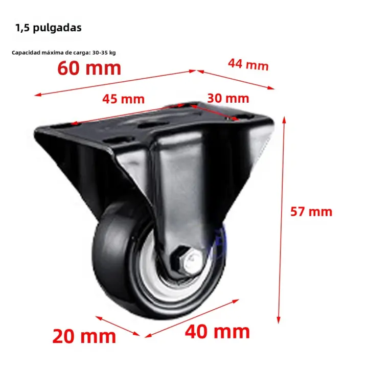 Ruedas De Goma Resistentes Para Muebles Rodillos De Rueda Con Freno 360° Industrial 1.5/2 Pulgadas Para Muebles - 1