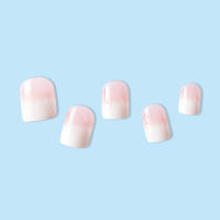 24pcs/set Uñas Postizas Cortas En Gradient Nude Rosa Jalea Brillante Estilo Cuadrado Ballet Frances Reutilizables Press on Falsas Uñas - details 51