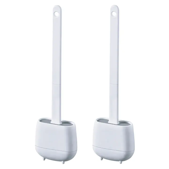 toilet brush  mobile & decoration with non-slip handle and quick-drying holder - white - 1
