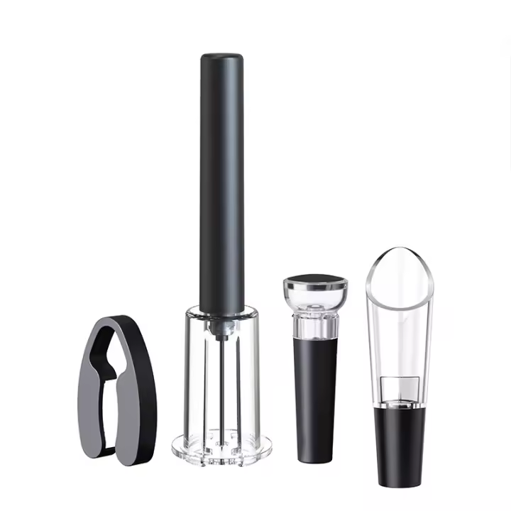 Juego De Abrevidrios Y Botella De Vino Con Bombín En Acero Inoxidable Herramientas De Cocina Accesorios De Bar Pneumático - 1