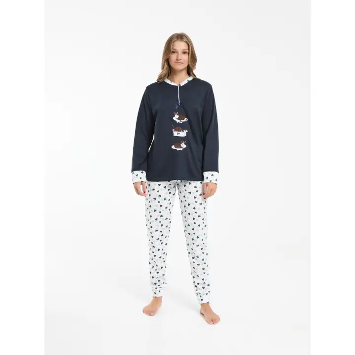 Mini Kitten Pijama de Mujer de algodón Cómodo y suave perfecto para estar por casa con pantalón estampado y diseño bonito - 1