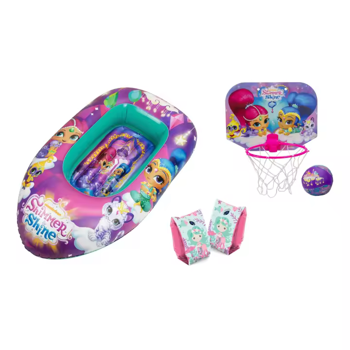 Set de Barca Shimmer and Shine, Manguitos hinchables Mermaid y Mini Basket Shimmer and Shine para niños y niñas (4380) - 1